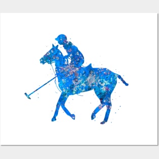 Polo rider blue art Posters and Art